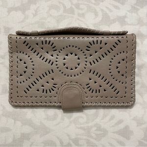 Cleobella Mexicana Gray/Taupe Leather Clutch/Wallet NWOT!